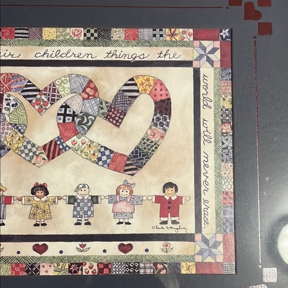 Patchwork Heart and Children Framed Art - Picture 3 of 8